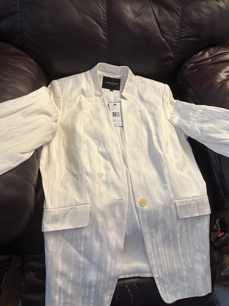 Lafayette 148 New York Cream-White Single-Button Blazer